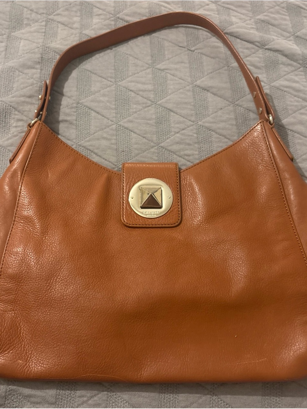 KATE SPADE Brown leather hobo handbag Gold Turn Lock